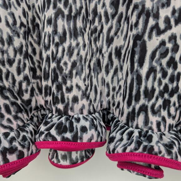 NEW Berek Leopard Ruffle S Cardigan Animal Print Pink Trim Y2K Maximalist Retro - Picture 10 of 10